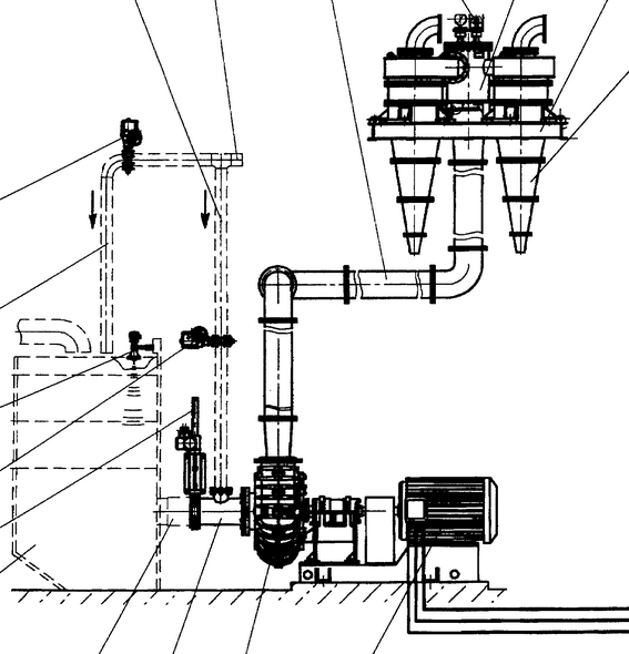 Cyclone, pumps and hopper schematic